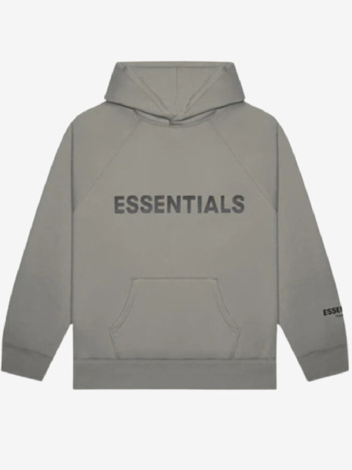 Essentials Pullover Hoodie Applique Logo – Gray